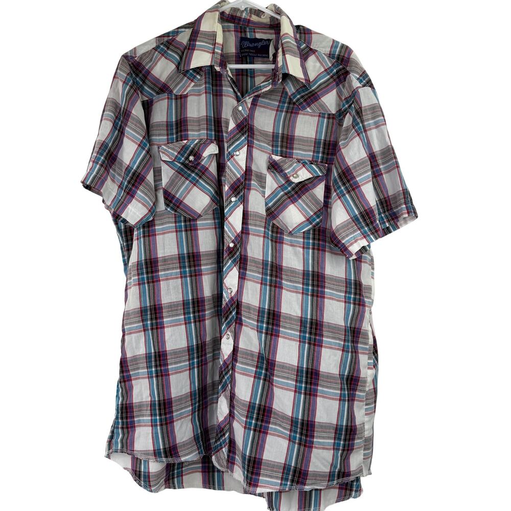 Wrangler Men's Vintage Retro Pearl Snap Short Sleeve Button Up Shirt